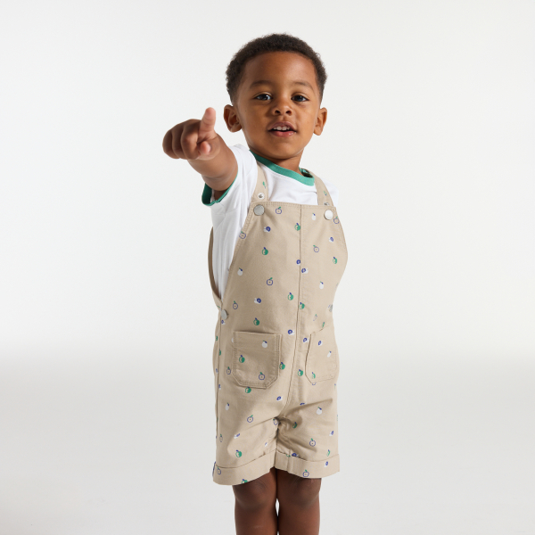 سالوبيت قصير رمادي اللون، عليه صور فاكهة، للصبي الصغير